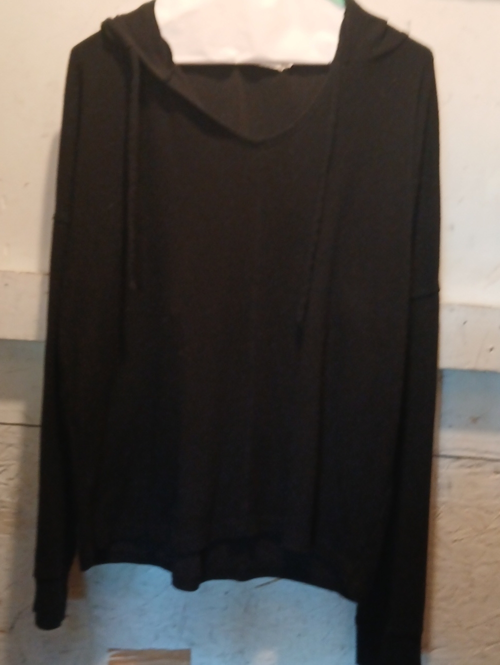 Mododoc Los Angeles Black Hooded Pullover Drop Shoulder Oversized Size M